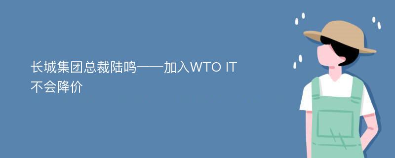 长城集团总裁陆鸣——加入WTO IT不会降价